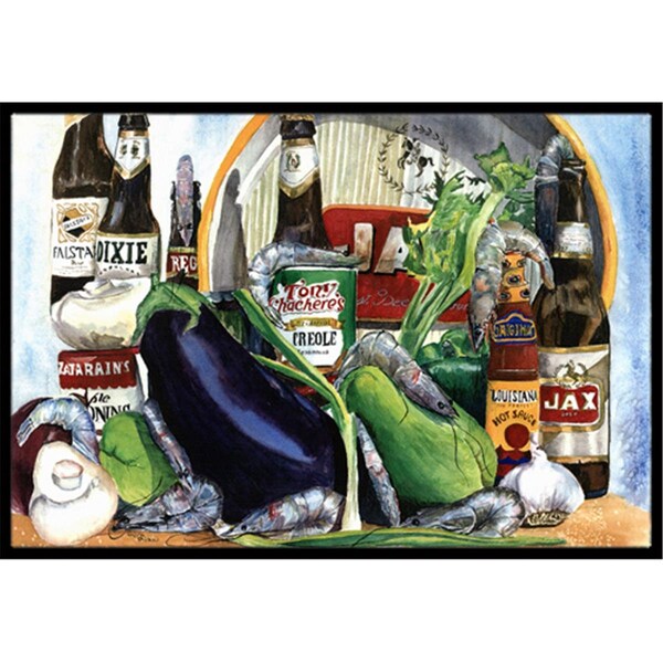 Carolines Treasures Eggplant and New Orleans Beers Indoor Or Outdoor Doormat - 18 x 27 in. 1007MAT - main